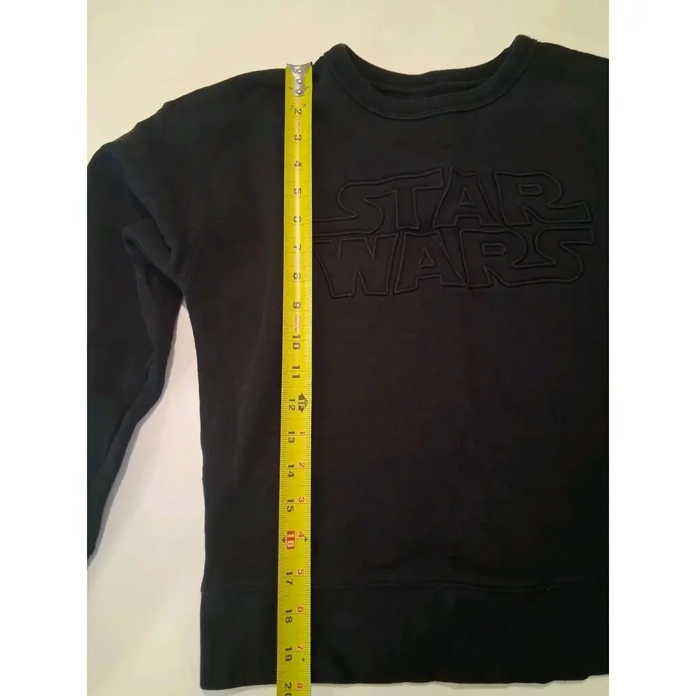 GapKids Star Wars Sweatshirt Youth Large L 10 Black On Black Tonal Embossed Logo